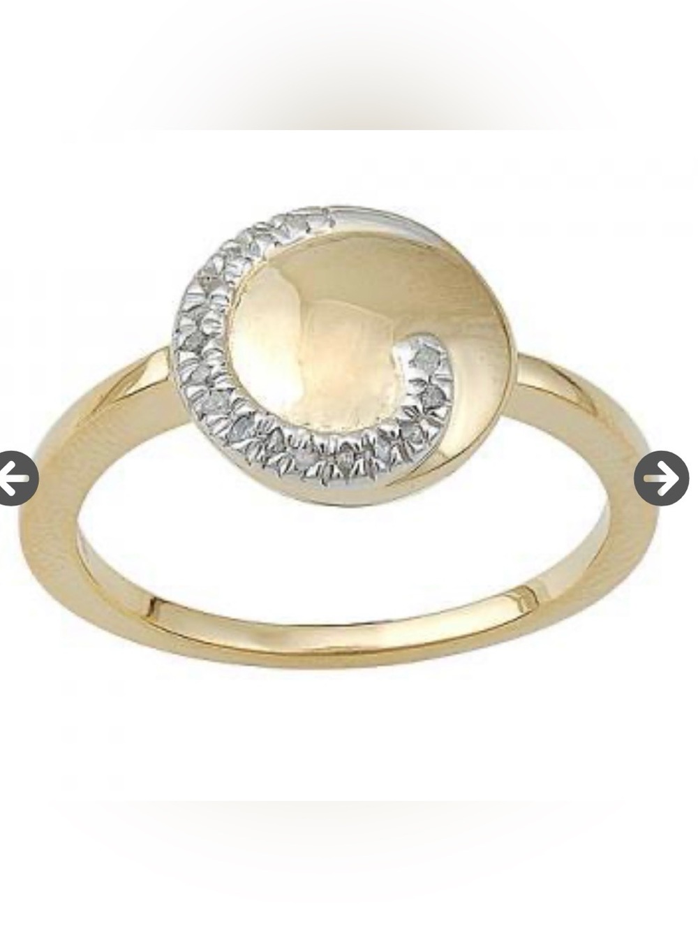 Gorgeous Women's 14K 2-Tone Gold over Sterling Silver with Diamond Swirl